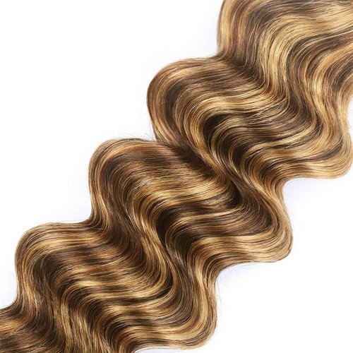 P427 Human Hair Bundles Ombre Highlight Bundle Deep Wave Human Hair Bundles 22 inch #27 and #4 Wet and Wavy Bundle