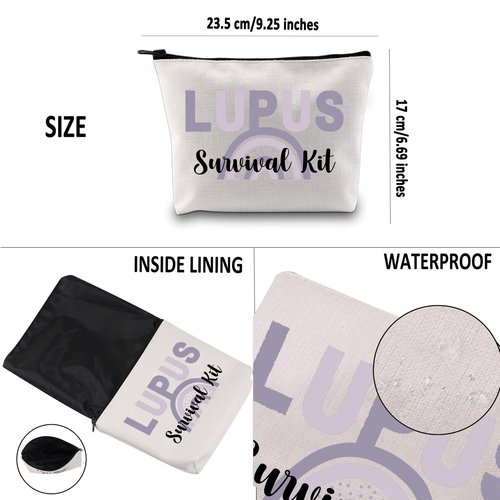 G2TUP Lupus Awareness Gift Lupus Survival Kit Makeup Bag Lupus Warrior Cosmetic Bag Lupus Support Gift Chronic Illness Gift (Lupus Survival Kit MB)