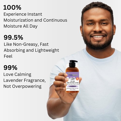 RaGaNaturals Lavender Shea Butter Hand and Body Lotion, 8 Fl Oz - Moisturizing, Plant-Based, Vegan, with Argan, Avocado Oil & Vitamin E