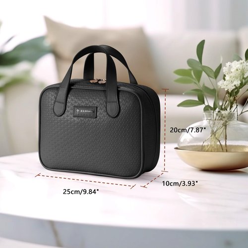 JOURMON Makeup Bag Protable Quilted Makeup Bag Travel Essentials Pouch Cosmetic Bag for Women, Black