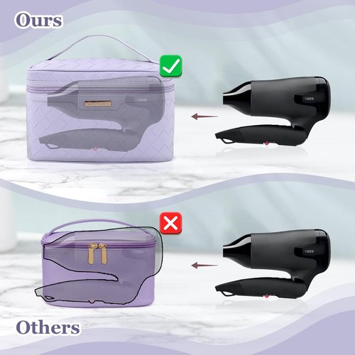 Dajasan Makeup Bag, Travel Cosmetic Bag for Girls Women, Large Capacity Makeup Organizer Case, Travel Toiletry Bag, PU Leather Waterproof 11.81 x 6.7 x 7.09 Inch (Purple)