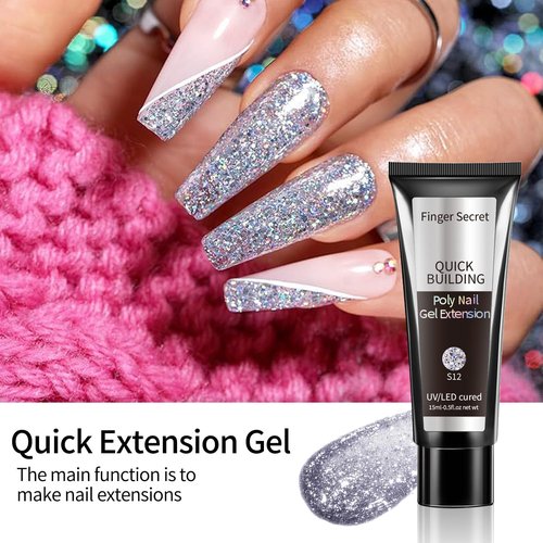Finger Secret Shiny Nail Extension Gel,Poly Gel 12-Colors Set,New Upgrade Shiny Style Multiple Extension Poly GeL Nail Combinations Shine Your Life