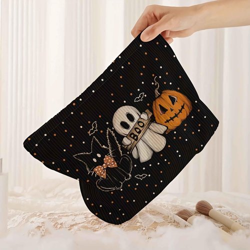 sunaeset cute halloween makeup bag for women, small mini zipper makeup pouch, little kawaii cosmetic bag for purse, halloween accessories gifts for women
