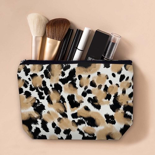 YUMQSEOS Makeup Bag Cosmetic Travel Makeup Bag Organizer Waterproof Makeup Pouch with Zipper Storage Cosmetic Pouch for Women 7x10in - Abstract Leopard Print