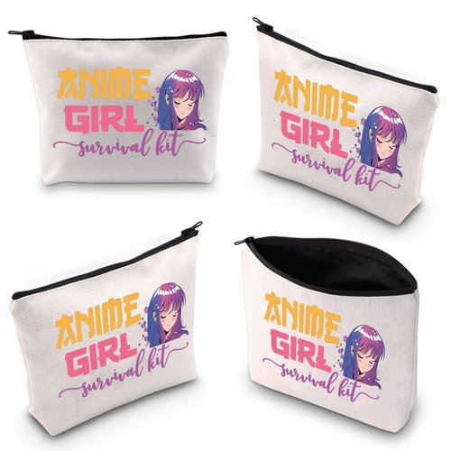 WZMPA Anime Girl Cosmetic Makeup Bag, Anime Lover Gift, Survival Kit Zipper Pouch for Teenagers Girls