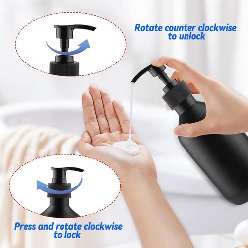 BOSMOIW 3 Pieces 300ML/10OZ Black Matte PET Soap Dispenser,Plastic Shampoo Pump Bottle,Empty Hand Soap Containers,Bathroom Countertop Pump Dispensers for Shampoo,Conditioner,Shower Gel,Massage Oil