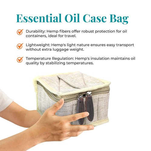 Got Oils? Your Oil Tools Hemp Carrying Essential Oil Organizer Bag Holds 16 Bottles, Essential Oil Case Travel Size Can Hold 15ml Rollers and Bottles - Sand
