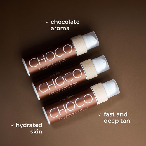 COCOSOLIS CHOCO Suntan & Body Oil - Organic Tanning Oil - Deep Chocolate Tan - Tanning Lotion Accelerator for Indoor and Outdoor Tanning Beds (3.71)