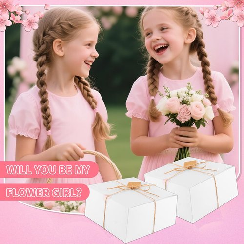40pcs Flower Girl Proposal Gifts Set of 2, Rose Gold 12oz Tumbler Sunglasses Pearl Bracelet Diamond Pen Hair Ties Will You Be My Flower Girl Card Box