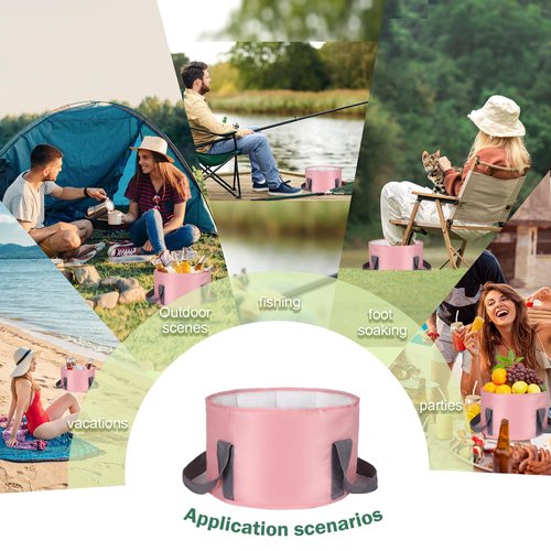 RMERVE 3.7 Gallons Pink Collapsible Foot Soaking Tub Portable Foot Basin for Soaking Feet Kids Foot Spa Foot Bath Soak Tub for Travel Camping Outdoor Washing（6Pcs)