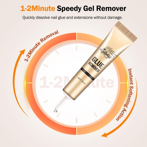 GELLAKTIK 10g Nail Glue for Press On Nails - Super Strong, Quick Drying, Long Lasting Adhesive for Fake Acrylic Nails & Tips, No UV Light Needed, Includes Nail Glue Remover for Press On Tips