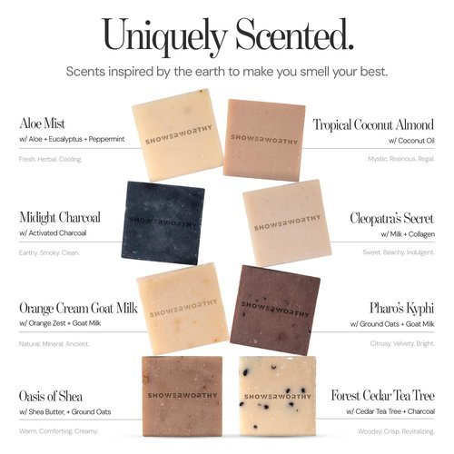 Showerworthy Plant Based Natural Bar Soap Gift Set – 8 Handmade Organic Soap Bars for Men & Women – Cold Process With Essential Oils for Moisturizing Dry & Sensitive Skin 8 Different Scents 5 oz Each