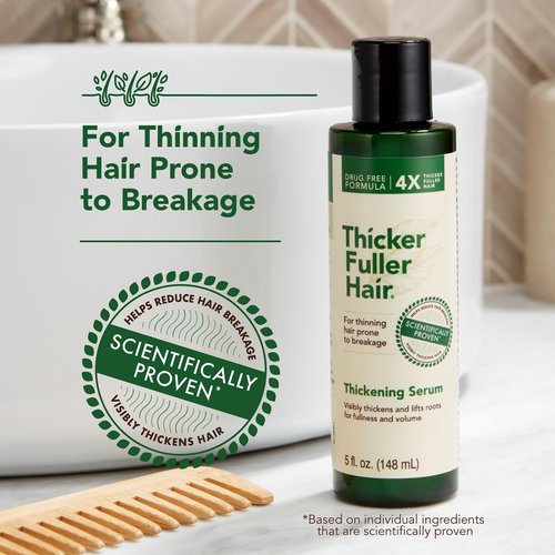 Thicker Fuller Hair Thickening Serum - Thinning Hair Treatment - Hair Volumizer Serum with Natural Ingredients - Fights Breakage - 4 pc