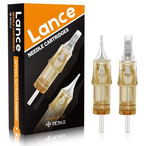 PEPAX Lance Tattoo Needles Cartridge 1015CML - 20Pcs Tattoo Cartridge Needle #10 Bugpin 15 Curved Magnum Tattoo Cartridge Diameter 0.30mm Long Taper 5.0mm Safety Membrane Makeup Machine