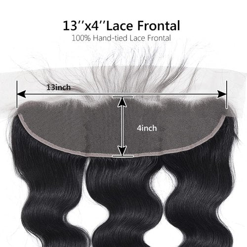 Selina Hair 13x4 Transparent HD Lace Closure Straight Human Hair 180% Density Pre Plucked Natural Hairline Bleached Knots Straight Hair Lace Frontal 20" Natural Black