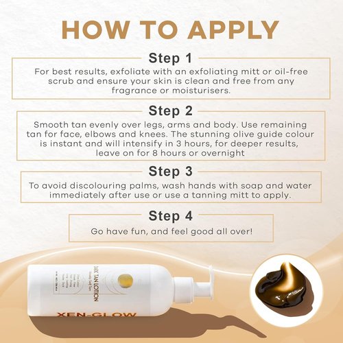 XEN-GLOW Dark Self Tanning Lotion – Sunless Tanner for Face & Body – Hydrating, Streak-Free Olive Fake Tan Lotion with Vitamin E, C & Aloe – Dark Self Tanner for Sensitive, Fair & Pale Skin - 8 Fl oz