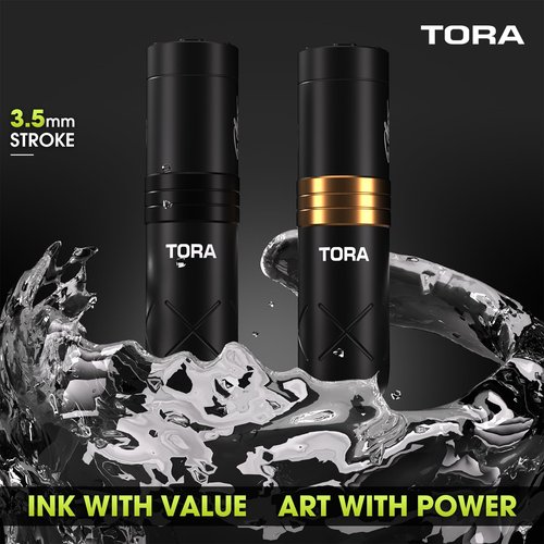 Filter Tora Tattoo Gun 3.5mm Stroke, Tattoo Machine Pen with 1600mAh Battery Power Rotary Tattoo Gun for Beginners and Artists (Blue Purple)