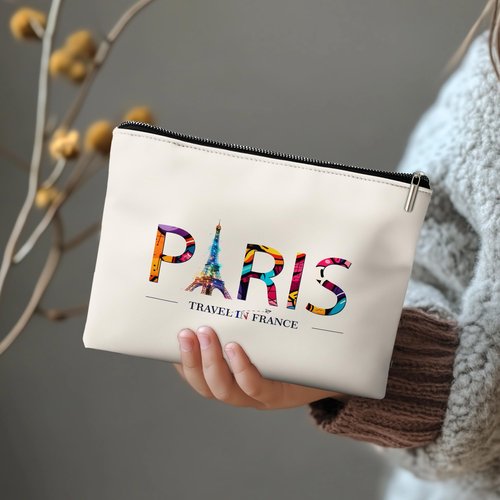 Rone168 Paris Travel Gifts for Women Makeup Bag, Girl Travel Organizer Bag. 10x7 Inches