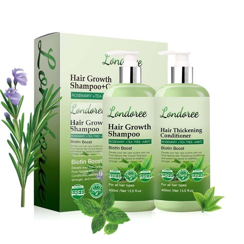 Rosemary Shampoo and Conditioner Set for Hair Growth – Biotin & Tea Tree Oil – Thickening & Strengthening Formula for Thinning Hair, Hair Loss, Scalp Therapy – 13.5 fl oz Each (400ml)