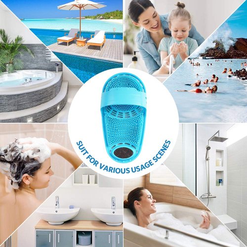 meidong Silicone Shower Foot Scrubber Personal Foot Massage and Cleaning, Non-Slip Foot Scrubber for Men and Women (1PCS Blue)