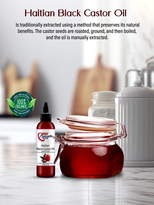 100% AYISYEN Haitian Black Castor Oil (Pack of 2)