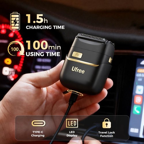 Ufree Foil Shavers for Men, Upgraded Electric Razor, Rechargeable Mens Shaver with 4 Floating Blades, LED Display USB-C Travel Razor Wet Dry Cordless Face Grooming Kit