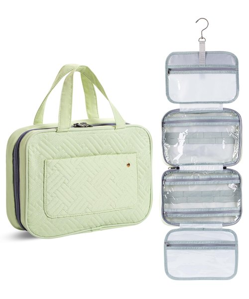 Ms. pen- Travel Toiletry Bag Organizers, Green, Makeup Travel Bag for Toiletries with Hanging Hook, Water-Resistant
