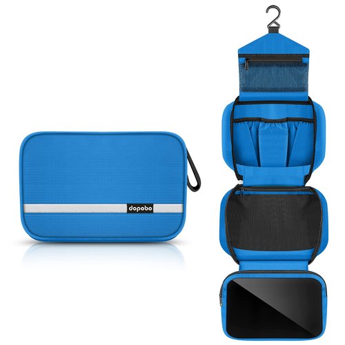 dopobo Travel Toiletry Bag for Women, Dopp Kit for Men, Waterproof Makeup Bag Shaving Bag with Hanging Hook, Portable Toiletry Organizer for Traveling and Camping (Blue)…