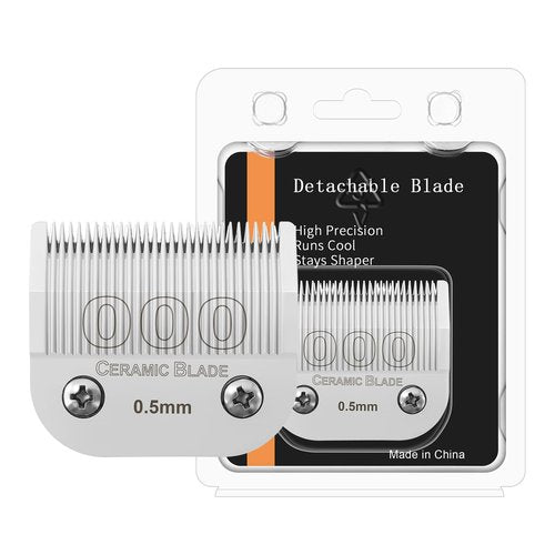 HONGNAL 000 Professional Detachable Replacement Ceramic Blades 0.5mm, Compatible with Most Andis, Oster A5 Series Scissors. Cutting Length 1/50 -Inch(0.5mm)