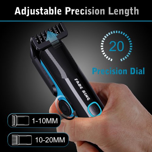 FADEKING Beard Trimmer for Men, Professional Hair Trimmer, Waterproof Electric Beard Trimmer Razor for Nose, Body, Face & Mustache, Cordless Hair Clippers, Grooming Gifts for Men (Blue)