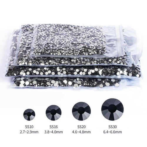10000PCS Black Rhinestones Bulk, Flat Back Crystal Glass Stone Round Gems,SS20, 4.6-4.8mm