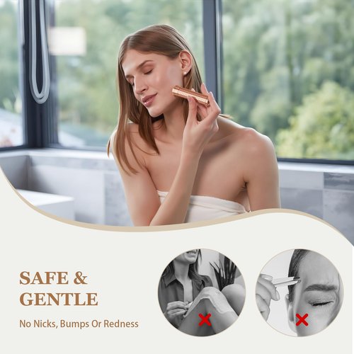 BLIBEE Facial Hair Removal for Women, Rechargeable Hair Removal Device, Painless Face Electric Razor/Shaver for Lip, Arms, Face, Peach Fuzz (Gold)