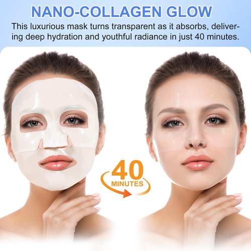 Akeeronn Collagen Face Mask, Bio-Collagen Deep Hydrating Overnight Mask with Hyaluronic Acid, Anti Wrinkle Lifting Mask for All Skin Types, Anti Aging Facial Mask, Firming&Elasticity(2pack, 12pcs)