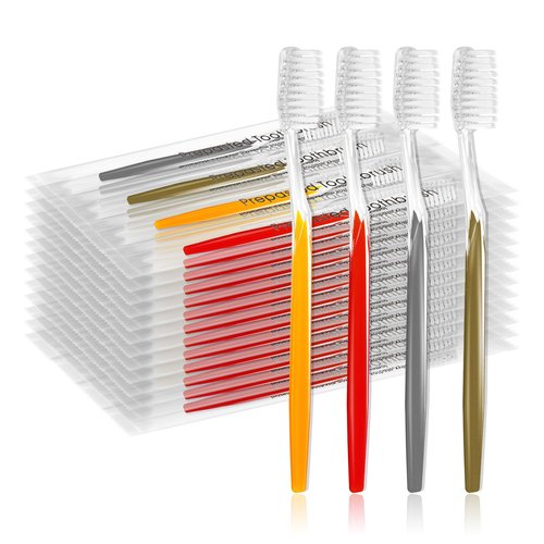 HQSLsund 200pcs Prepasted Disposable Toothbrushes Bulk Individually Wrapped Pre Pasted Soft Bristle Tooth Brush Set Travel Toothbrushes for Homeless Gift Hotel Camping Travel