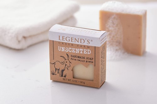 Legend's Creek Farm Goat Milk Soap - Cleansing Moisturizing Bar for Hands and Body - 5 Oz Creamy Lather, Nourishing, Gentle Natural Soap for Sensitive Skin, Handmade in USA (Unscented, Pack of 2)