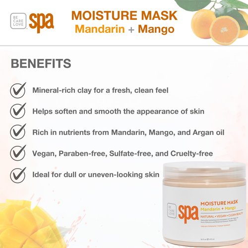 BCL SPA Organic Mandarin and Mango moisture mask for hands, foot mask, and body mask skin care spa treatment, home or professional use with argan oil, olive oil, aloe vera, cucumber, and kelp 16 fl oz