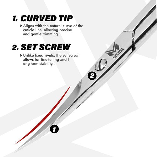 Cuticle Scissors Extra Fine Curved - 3.5” Stainless Steel Grooming Nail Scissors for Women and Men - Small Manicure Beauty Scissors for Toenails, Fingernails, Eyebrows, Facial Hair, Cuticles, Dry Skin