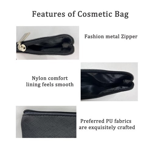 HUTUYIYI Small Makeup Bag for Purse, Travel Makeup Bag with Zipper, Pu Leather Makeup Pouch, Cosmetic Bags for Women,Travel Make Up Bag (1, Black)