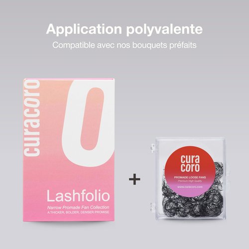 Curacoro LashFolio Narrow Promade Fans, Handmade Volume Eyelashes, 5D~10D, C CC D Curl, Thickness 0.03~0.07mm, 8-15mm Length, Professional Long-Lasting Promade Lash Fans (8D-0.05 CC, 13mm)