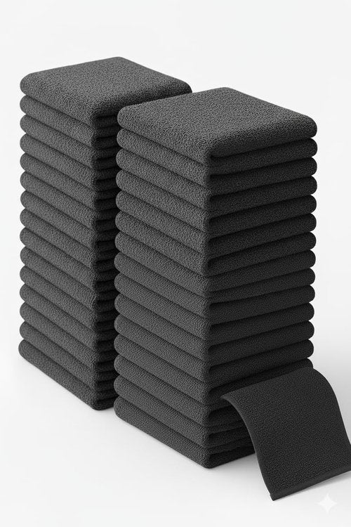 BIOLINEN Cotton Washcloth Towel Set, 12"x12", Pack of 24, Ultra Soft, 100% Cotton, Multi-Purpose Rags (Grey, 12 x 12-24 Pack)