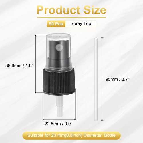 uxcell 50 Pcs Black Spray Top, 20/410 Fine Mist Sprayer Reusable Replacement Spray Bottle Pump Plastic Top for Cosmetic Perfume and Body Sprays Bottle