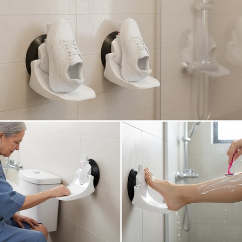 AquaLume Shower Foot Rest - Shower Foot Rest for Shaving Legs with Powerful Suction Cups, Perfect for Bathroom Shaving, Travel-Friendly, Easy to Install and Carry, Ideal for Women, RV, and Home Use