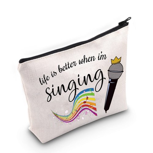 LEVLO Singing Cosmetic Make Up Bag Music Lover Gift Life Is Better When I'm Singing Makeup Zipper Pouch Bag (When I'm Singing)