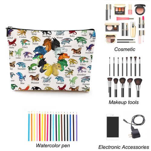 LONGXIN Wings Dragon Darkstalker Cosmetic Make up Bag Wing Dragons Inspired Gift Dragon Tribes Gifts Wings Bookish Merch Makeup Zipper Pouch Bag