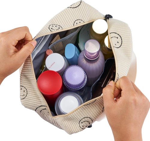 ZOEMTIU Women Cosmetic Bag Large Makeup Bags Corduroy Cosmetic Bags Portable Makeup Organizer Travel Toiletry Bags for Women Girls