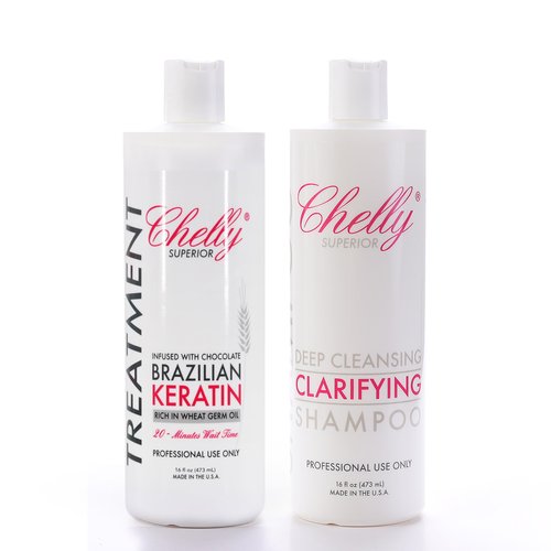 SUPERIOR BRAZILIAN KERATIN TREATMENT CHOCOLATE & CLARIFIYNG SHAMPOO COMBO (16 oz Chocolate Treatment + 16 oz Clarifying Shampoo)