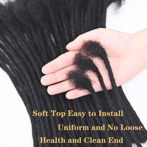 12 Inch 0.8cm Thickness Dreadlock Extensions Human Hair 30Strands 100% human hair Full handmade Loc Extensions Human Hair Can Be Curled and Bleached Dreads Extension for Men Women （ #1B）