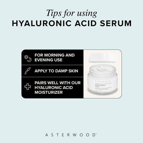 Asterwood Hyaluronic Acid Serum for Face - Plumping, Anti-Aging, Hydrating - Fragrance-Free - 4 Fl Oz