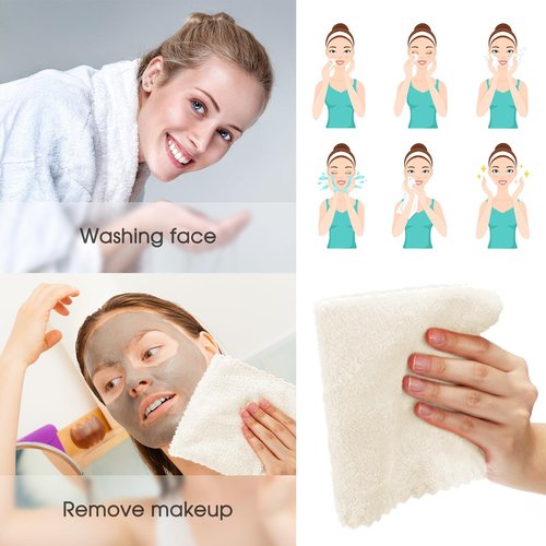 Syhood 12 Pieces Face Wash Cloth 12 x 12 in Makeup Remover Cloths Towel Coral Velvet Facial Microfiber Soft Fast Drying Facial Cleansing Towel for Face(White)