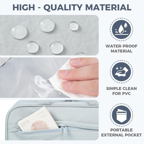 prezon Toiletry Bag For women,Portable Hanging Organizer,4 Leakproof Compartment for full-sized Conditioner, Brushes Set, Makeup Accessories,Visible and easy to access.M-blue
